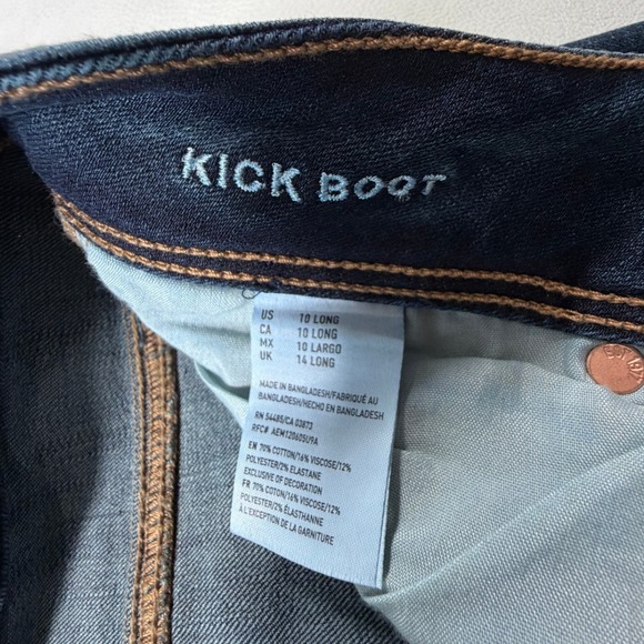 American Eagle Kick Boot Jeans Dark Wash Super Stretch Raw Hem 10 Long Womens - Picture 4 of 12